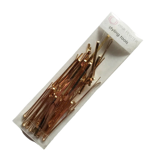 Pink Pewter Metal Styling Bobby Pins Gold