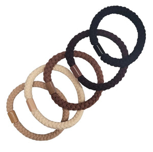 PP Braided Hair Ties 5 Piece Set - Morning Coffee
