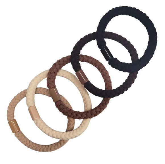 PP Braided Hair Ties 5 Piece Set - Morning Coffee