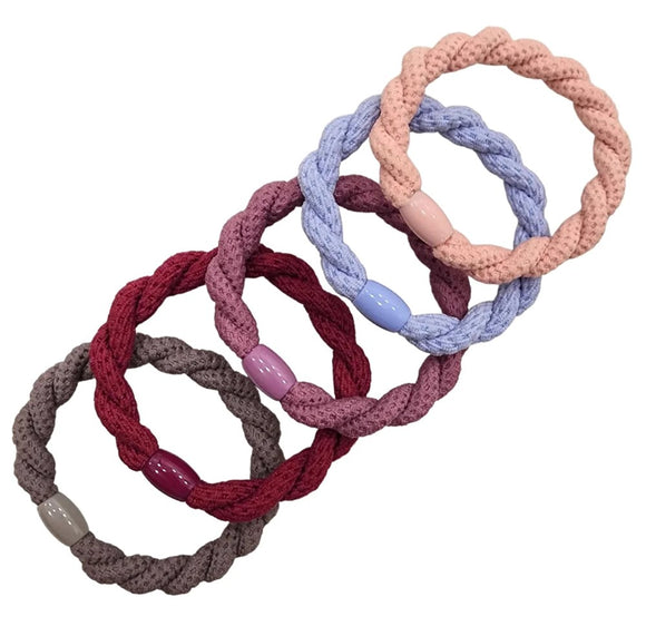 PP Plait Hair Ties 5 Piece Set - Wild Berry Scone