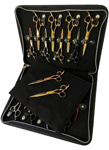 iCandy Black Leather 16pcs Scissor Zip Case