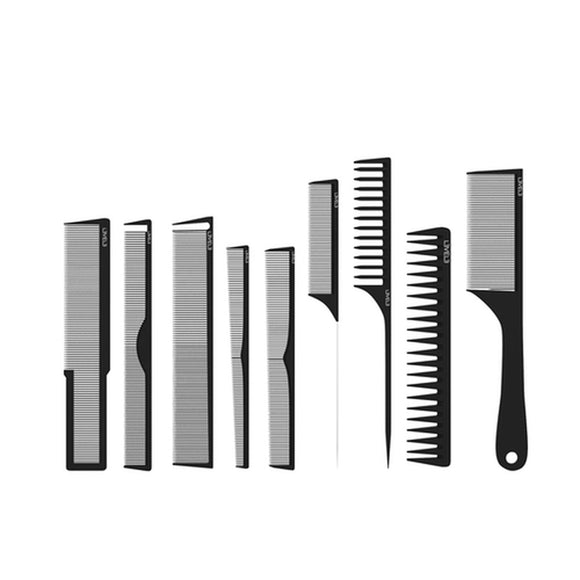 L3VEL3 Hair Comb Set With Pouch - 9 Pc