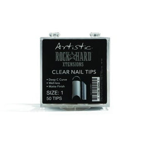 Artistic Nail Design Rock Hard Nail Xtensions Clear Size 9, 50 Tips