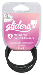 Gliders Ponytail Holder 4pk Black