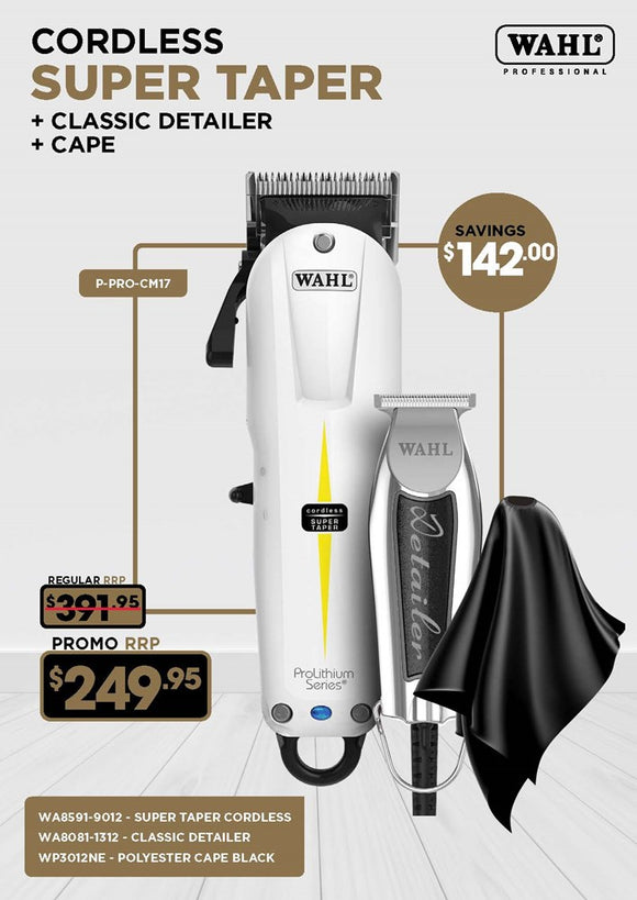 Wahl Super Taper, Classic Detailer & Cape Combo