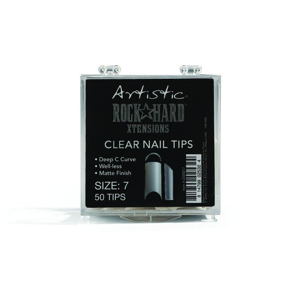 Artistic Nail Design Rock Hard Nail Xtensions Clear Size 7