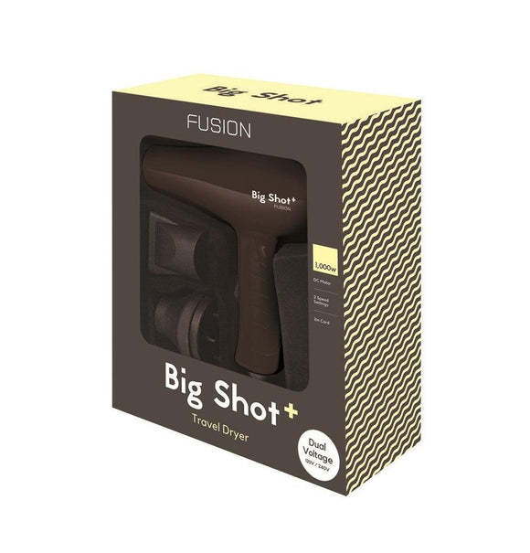 Fusion Big Shot + Travel Dryer Black Dual Voltage 1000W - KK Hair