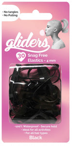 Gliders Snag Free Hair Elastics Black 4mm - 30 piece - KK Hair