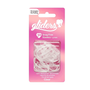 Gliders Snag Free Hair Elastics Clear 4mm - 30 Piece - KK Hair