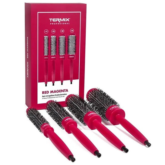 Termix Professional Set Of 4 Round Brushes- Red Magenta